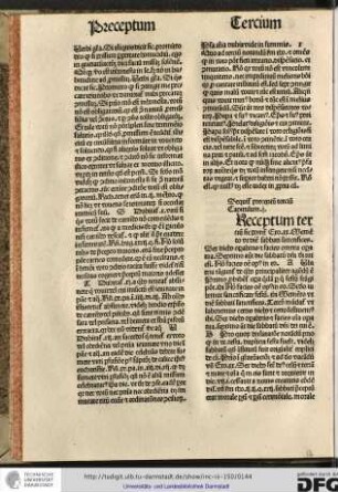 [P]receptum tertium sic ponitur exo xx Memento ut diem sabbatis sanctifices...