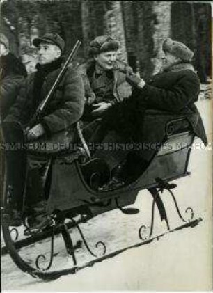 Hermann Göring und der polnische Staatspräsident bei der Jagd in Polen