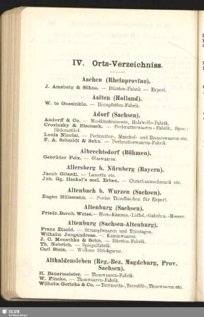 IV. Orts-Verzeichniss