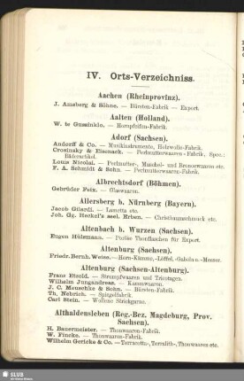IV. Orts-Verzeichniss