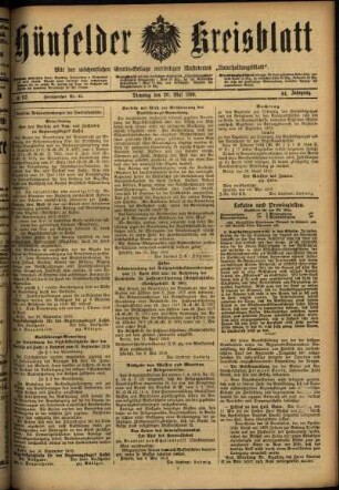 Ausgabe vom Dienstag, den 20. Mai 1919.
