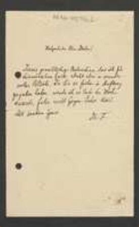 Brief von Georg Fischer an Unbekannt