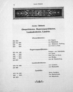 Zweiter Abschnitt. Oberpräsidenten, Regierungspräsidenten, Landesdirektoren, Landräte