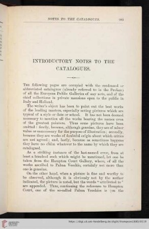 Introductory notes to the catalogues