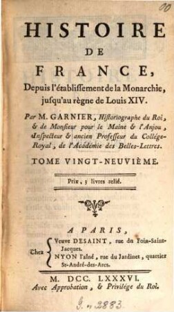 Histoire de France Depuis L'Etablissement De La Monarchie Jusqu'au Regne De Louis XIV, 29