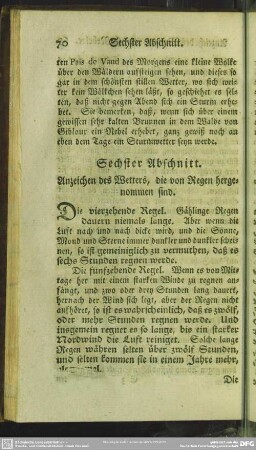 Sechster Abschnitt. Anzeichen des Wetters, die von Regen hergenommen sind