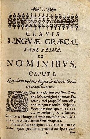 Clavis Linguæ Græcæ Partes quatuor Sev Facilis Methodus addiscendi Linguam Græcam