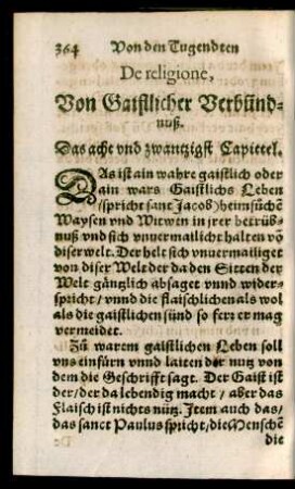 De religione, Von Gaistlicher Verbündnuß. Das acht und zwantzigst Capittel.