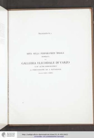 Nota sulla perforatrice segala adoperata alla galleria elicoidale di varzo