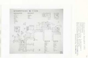 Yachthafen (Diplomarbeit bei Peter Poelzig): Bootswerft, Motorclub, Ruderclub, Kanuclub, Grundrisse Erdgeschosse und Obergeschosse 1:200