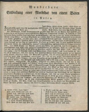 Wunderbare Entdeckung einer Mordthat von einem Bären in Polen