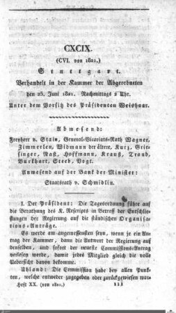 199. Sitzung, Stuttgart, 25.6.1821