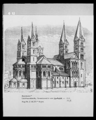 Stich der Liebfrauenkirche in Roermond, Gesamtansicht von Südosten