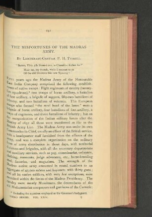 The Misfortunes of the Madras Army.