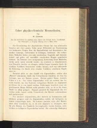 Ueber physiko-chemische Messmethoden.