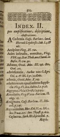 Index. II. pro amplificatione, descriptione, illustratione.