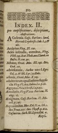 Index. II. pro amplificatione, descriptione, illustratione.
