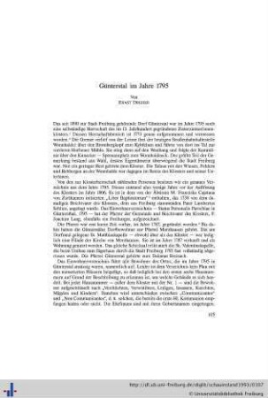 Günterstal im Jahre 1795.