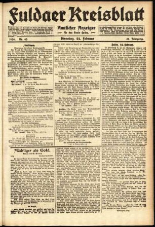 Ausgabe vom Dienstag, den 24. Februar 1920.