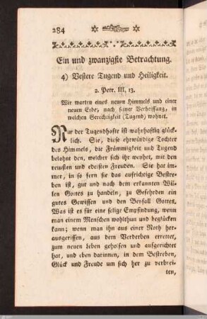 XXI. Betrachtung. 4) Vestere Tugend und Heiligkeit.