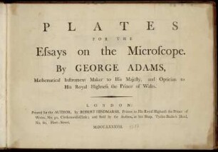 Plates for the Essays on the microscope