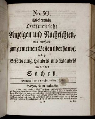 No. 50. Montags, den 12ten December, 1757.