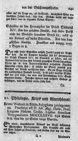 11. Philologie, Kritik und Alterthümer.