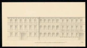 Kasernenfassade Monatskonkurrenz Dezember 1834: Aufriss Hauptansicht; Maßstabsleiste