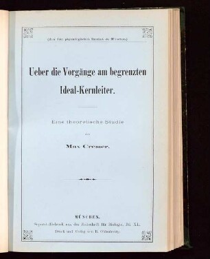 Ueber die Vorgänge am begrenzten Ideal-Kernleiter : eine theoretische Studie