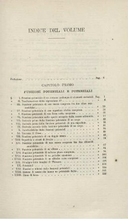 Indice del Volume.