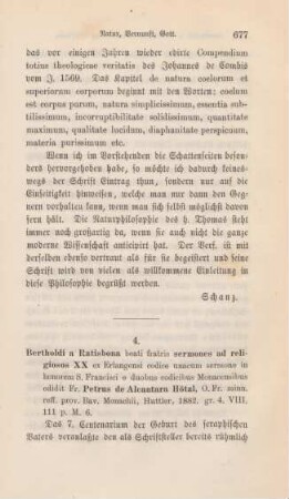 677-686 [Rezension] Beati Fr. Bertholdi a Ratisbona Sermones ad religiosos XX