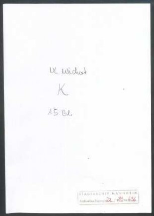Storck, W[illy] F[riedrich], Kunsthalle Mannheim, Schriftwechsel mit Wichert
