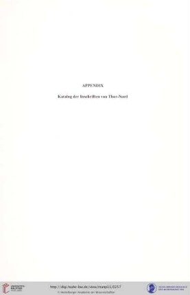 Appendix. Katalog der Inschriften von Thor-Nord