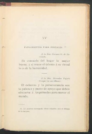 XV - Pensamientos para postales