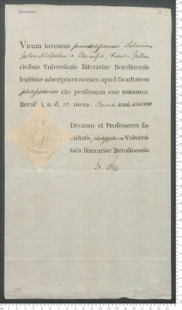 Studienbescheinigung für das Fach Philosophie