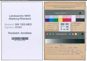 Entnazifizierung Anneliese Rossbach , geb. 25.10.1918 (Kaufm.Angestellte)