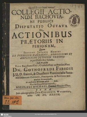 De Actionibus Praetoriis In Personam