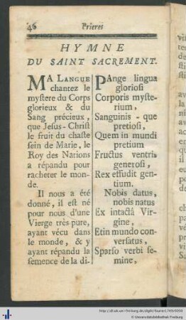 Hymne Du Saint Sacrement