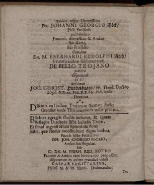 Eximio atque Literatissimo Dn. Johanni Georgio ...