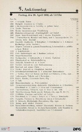 5. Auktionstag – Freitag, den 29. April 1932 (Nr. 1201-1500)