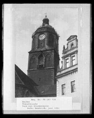 Meißen. Frauenkirche (um 1450-1520). Turm mit Porzellanglockenspiel von 1929