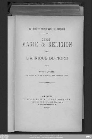 Magie et religion dans l'Afrique du Nord
