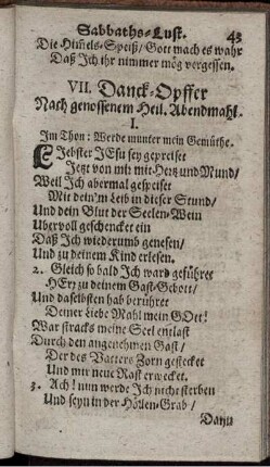 VII. Danck-Opffer Nach genossenem Heil. Abendmahl