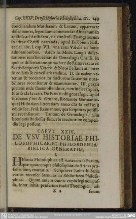 Caput XXIV. De Usu Historiae Philosophicae, Et Philosophia Biblica Generatim