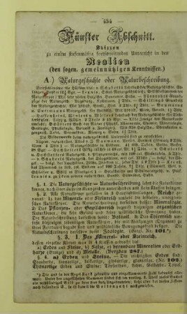 Fünfter Abschnitt. Skizzen zu einem stufenmäßig fortschreitenden Unterricht in den Realien (den sogen. gemeinnützigen Kenntnissen.)