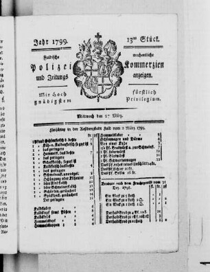 13tes Stück, Ausgabe vom 27. März 1799
