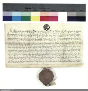 Revers des Henriettes von Loßberg bezüglich der Belehnung mit einem Hof in Niedermarborn durch Wilhelm II., Kurfürst und Landgraf von Hessen-Kassel