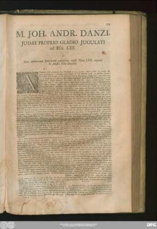 M. Ioh. Andr. Danzi Iudaei Proprio Gladio Iugulati ad Esai. LIII.