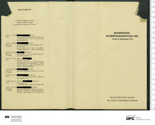Beilage zum Programm 2. Semester 1970