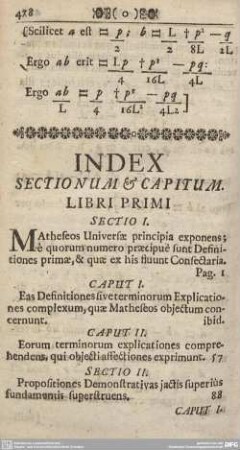 INDEX SECTIONUM & CAPITUM.